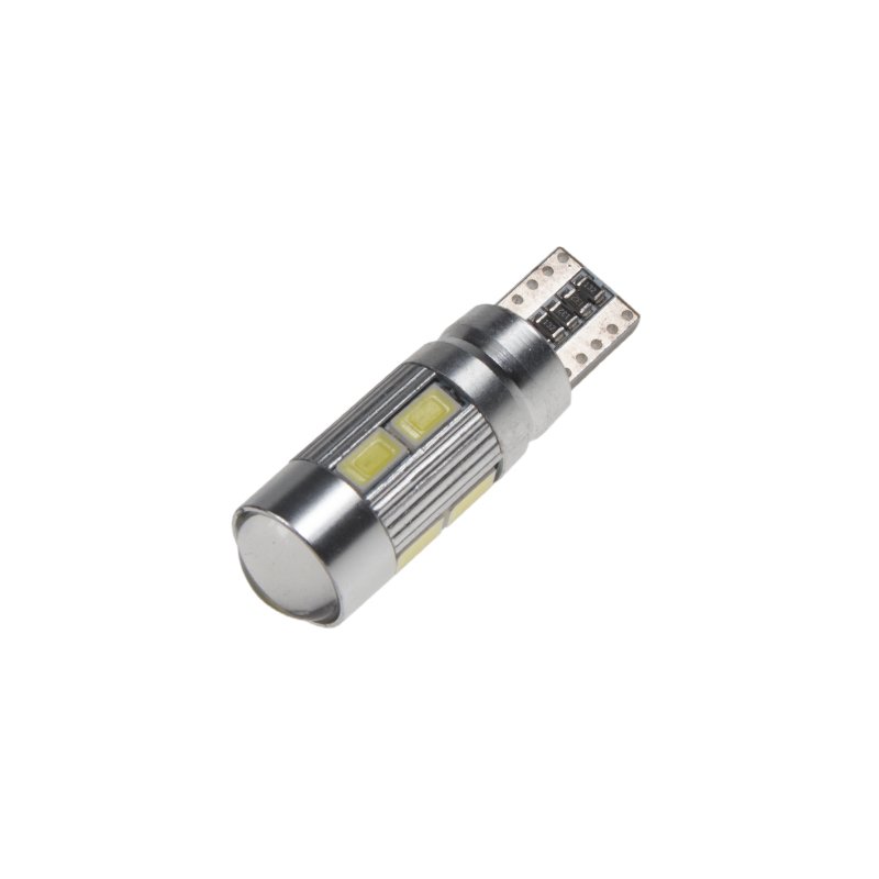 LED T10 bílá, 12V, 10LED/5630SMD s čočkou (952007cb) 2 ks