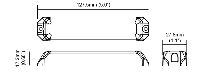 LED predator modrý, 6x LED, 9-33V, 128x28x18 mm, ECE R65