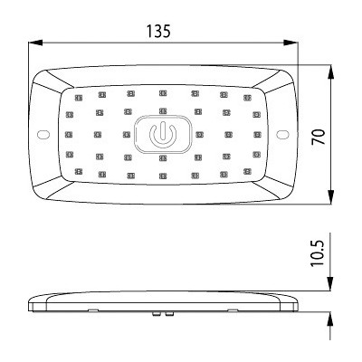 LED svítilna interiéru 12V, dotyková, 34x LED, 135x70x11 mm