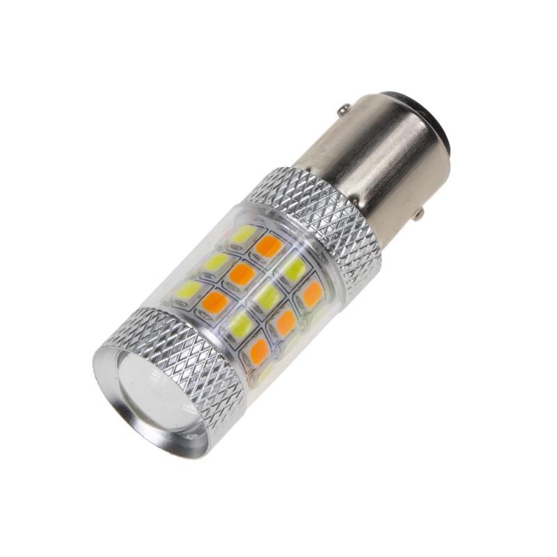 LED BAY15d (dvouvlákno) bílá/oranžová, 12V, 42LED/2835SMD (95192) 2 ks