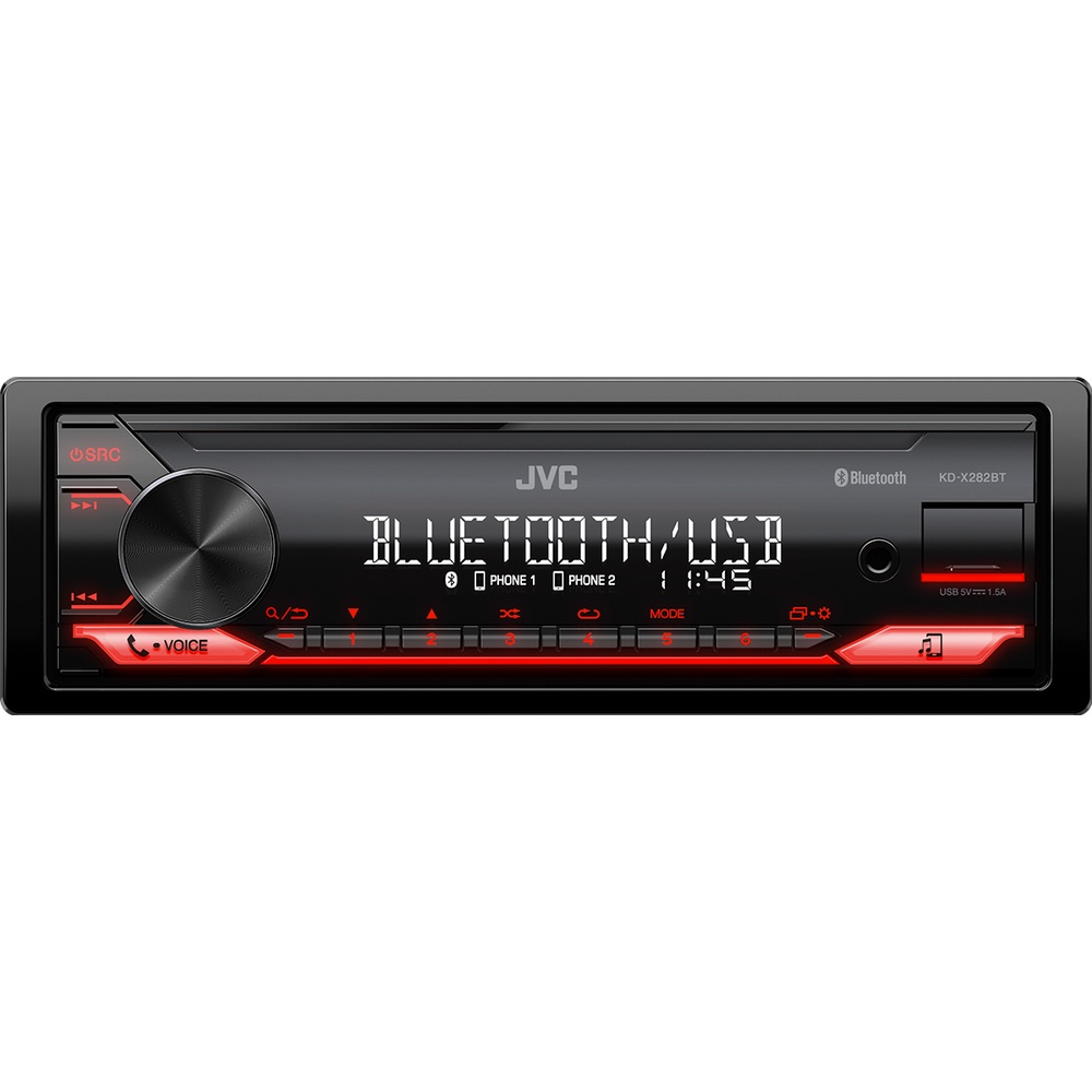 JVC KD-X282BT autorádio bez mechaniky/Bluetooth/USB/AUX/červená barva podsvícení/odním.panel (KD-X282BT)