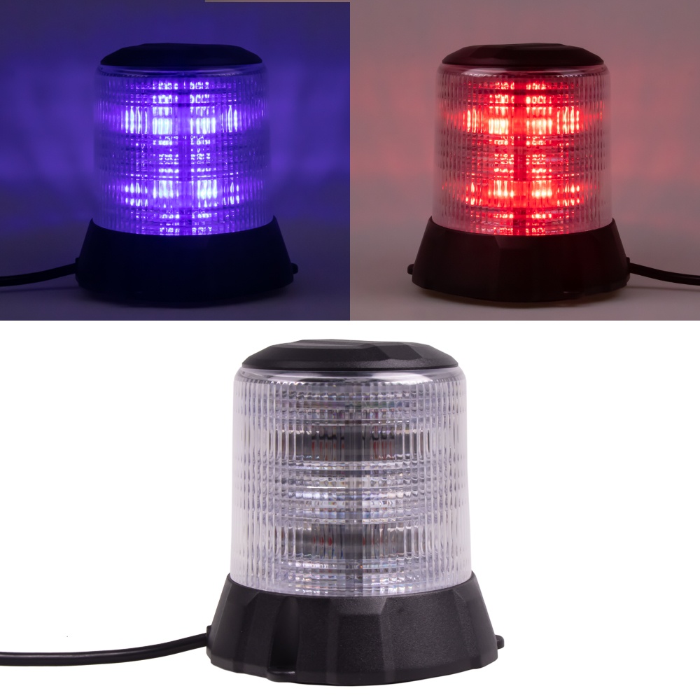 CARCLEVER Robustní modro-červený LED maják, černý hliník, 96W, ECE R10 (wl405dualBR)