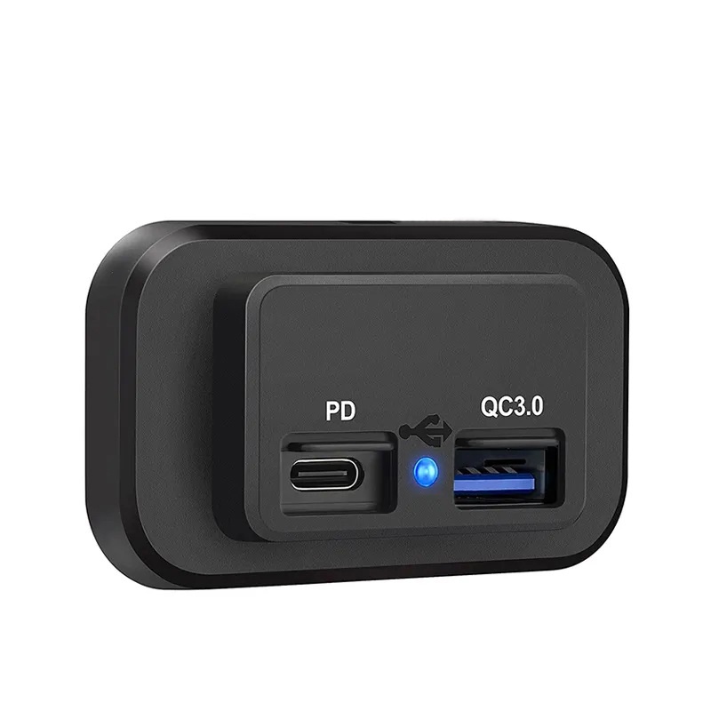 USB QC3.0 + USB-C PD zásuvka 12/24V, montáž na povrch (34662)