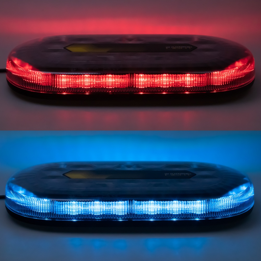 CARCLEVER Mini LED rampa, modro-červená, 12-24V, ECE R65, magnet (sre2-865dualBR)