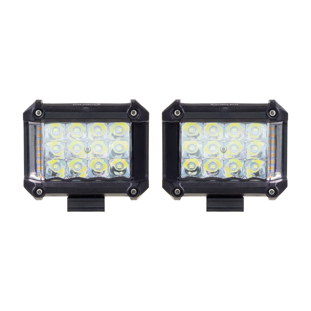 LED světla obdélníková bílé/oranžové, 19W, 19xLED, ECE R10, 2ks (wl-445wo)