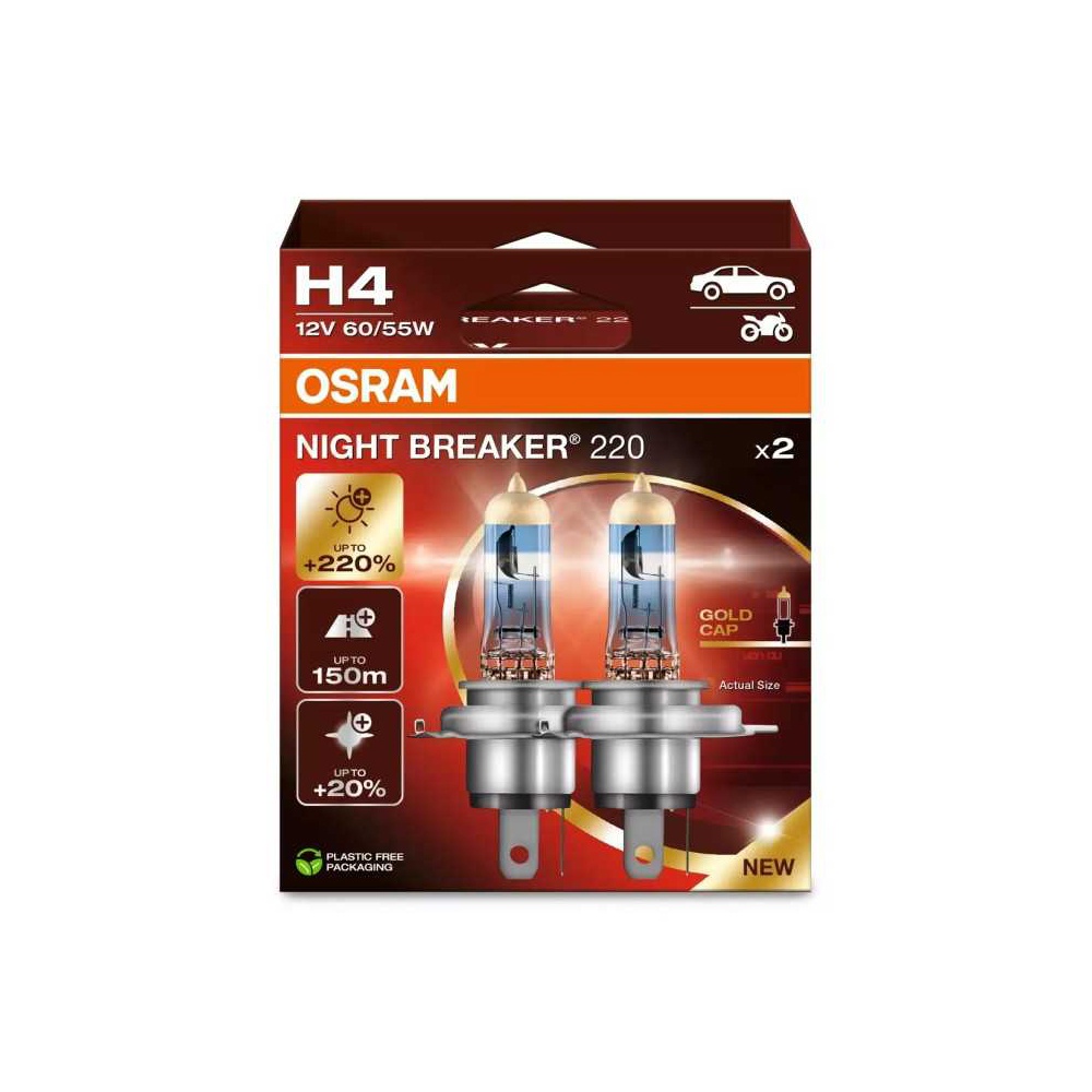 OSRAM 12V H4 60/55W night breaker 200 (2ks) Duo-box (OS64193NB220-2H)